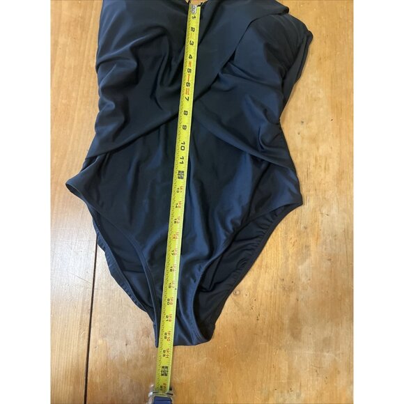 Shore Shapes Black TUMMY CONTROL TWIST BANDEAU One Piece Swimsuit SZ 16 - Picture 10 of 11